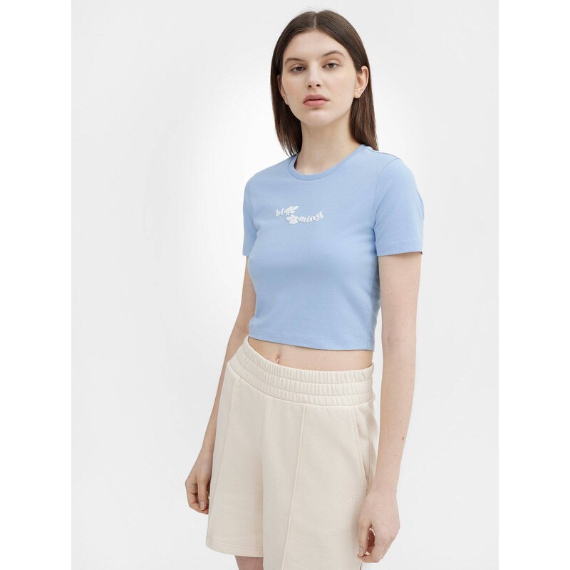 4F Cropped T-Shirt aus Bio-Baumwolle für Damen - L