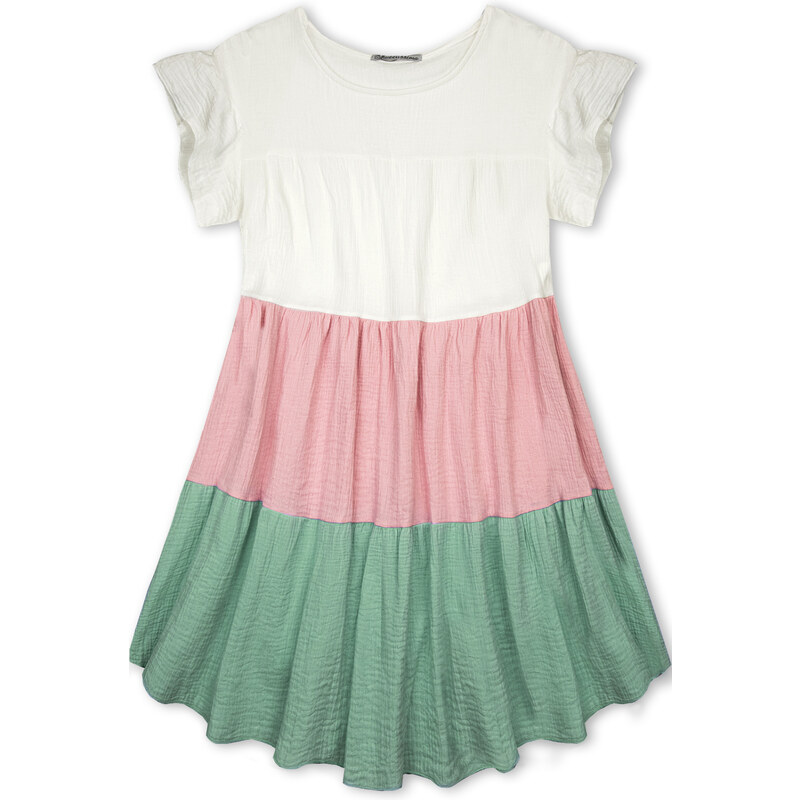 Kleid mit Color-Blocking-Optik rosa/sage green