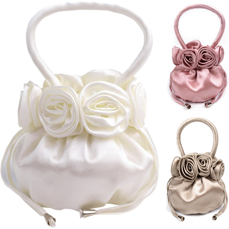 Lesara Handtasche mit Rosen-Applikationen - Weiß