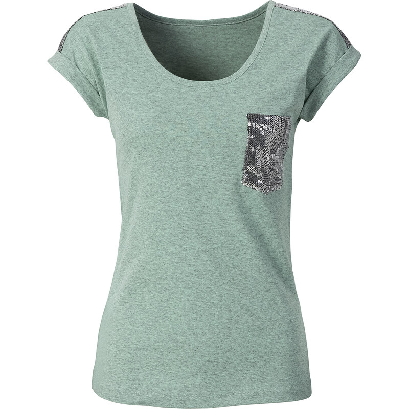 BODYFLIRT Shirt kurzer Arm in grün (Rundhals) für Damen von bonprix