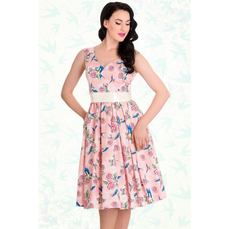 Bunny 50s Lacey Swing Dress in Pink
