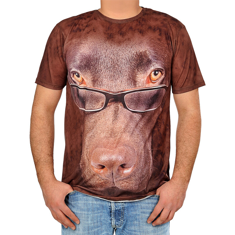 Lesara Unisex-T-Shirt mit 3D-Print Hund mit Brille - S