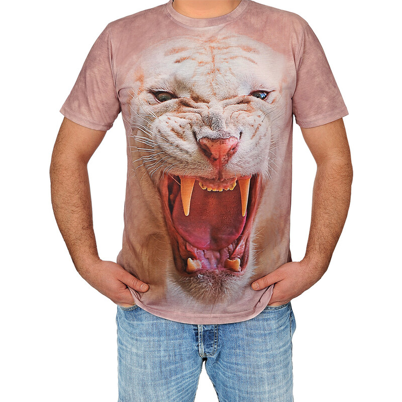 Lesara Unisex-T-Shirt mit 3D-Print Weißer Tiger - S