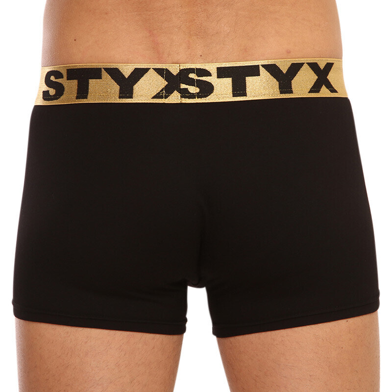 Herren Klassische Boxershorts Styx / KTV sportlicher Gummizug schwarz – goldener Gummibund (GTZ960) XL