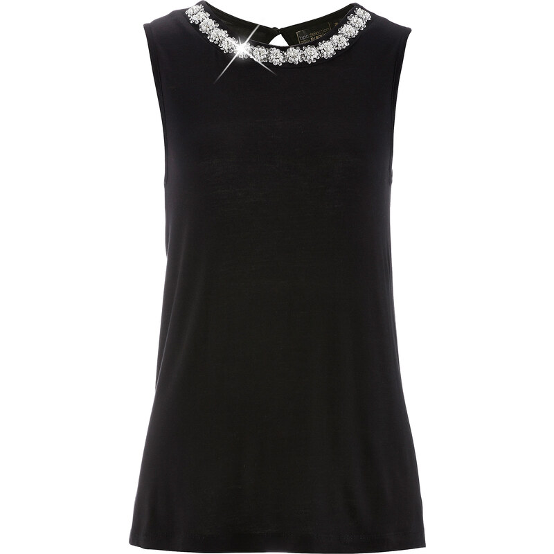 bpc selection premium Premium Top mit Perlenstickerei ohne Ärmel in schwarz für Damen von bonprix