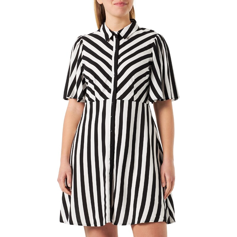 YAS Damen Yassavanna 2/4 Shirt Dress S. Noos Kleid, Black/Stripes:white, XS EU