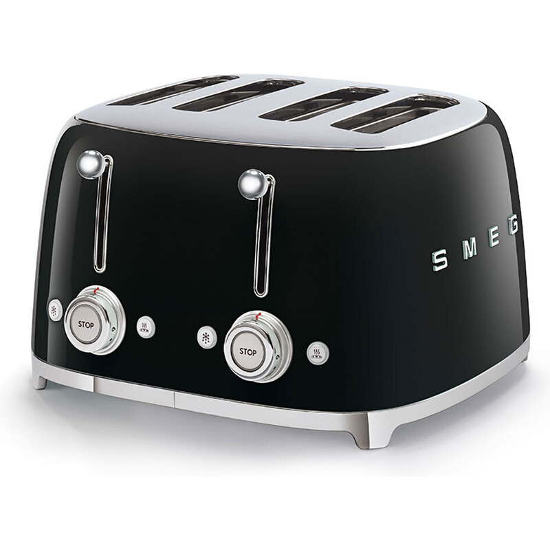 SMEG 50's Retro Style Toaster 4x4, schwarz, TSF03BLEU