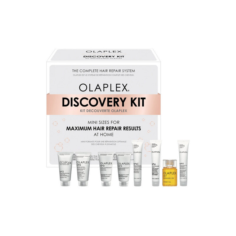 Olaplex Discovery Kit - No. 3 hair Perfector 30 ml + No. 8 maska 30 ml + No.4 šampon 30 ml + No. 5 kondicionér 30 ml + No. 4C šampon 20 ml + NO. 6 20 ml + No. 7 olej 30 ml + NO. 9 sérum 20 ml Dárková