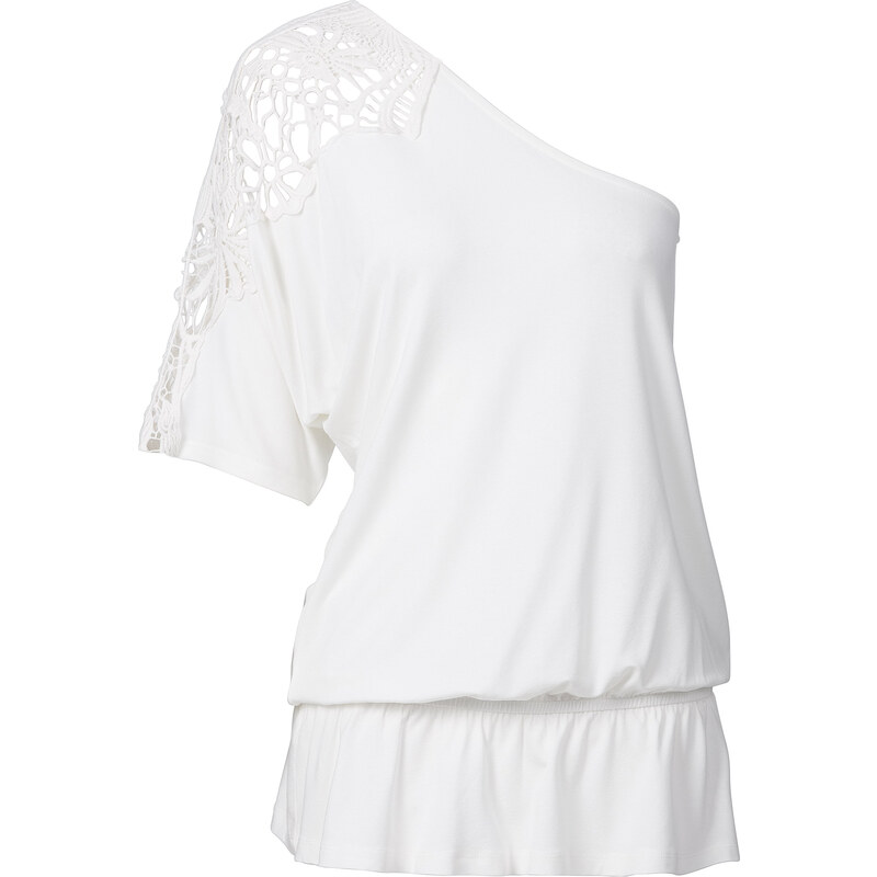 BODYFLIRT One-Shoulder-Shirt in weiß für Damen von bonprix