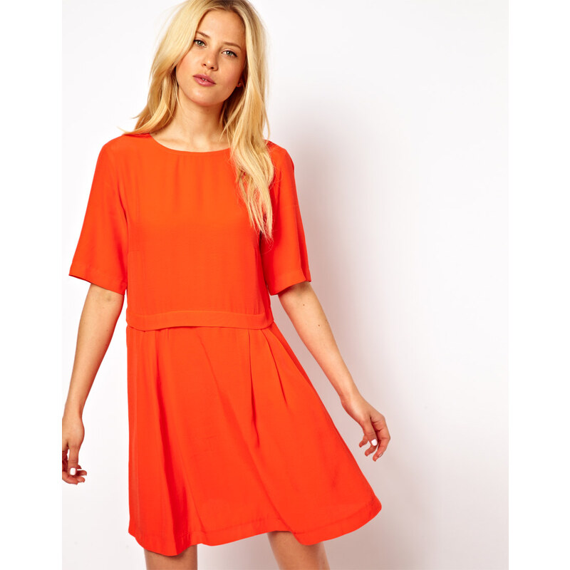 ASOS Smock Dress with Pleated Skirt