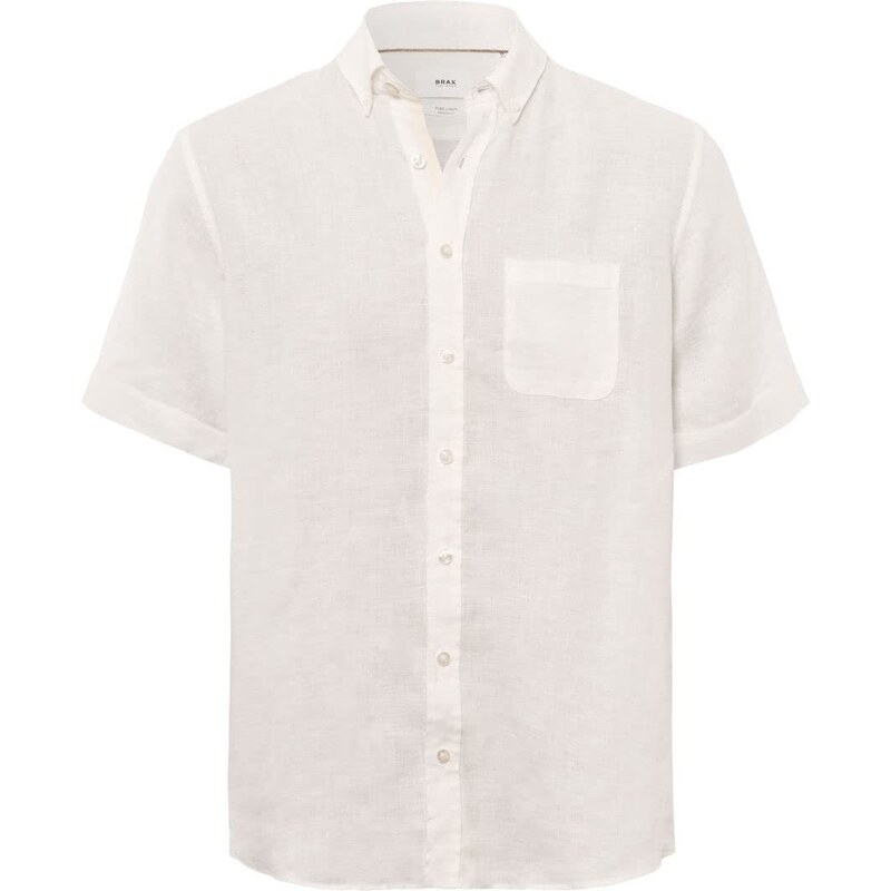 BRAX Herren Style Dan U Linen Garment DYE Herrenhemd aus sommerlichem Leinen mit Button Down Kragen Hemd, White, M