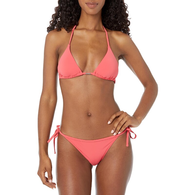 Emporio Armani Women's Logo Lover String Brief Bikini Set, Coral, XS