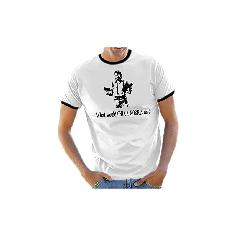 Coole-Fun-T-Shirts What would CHUCK NORRIS do ? T-Shirt weiss ringer