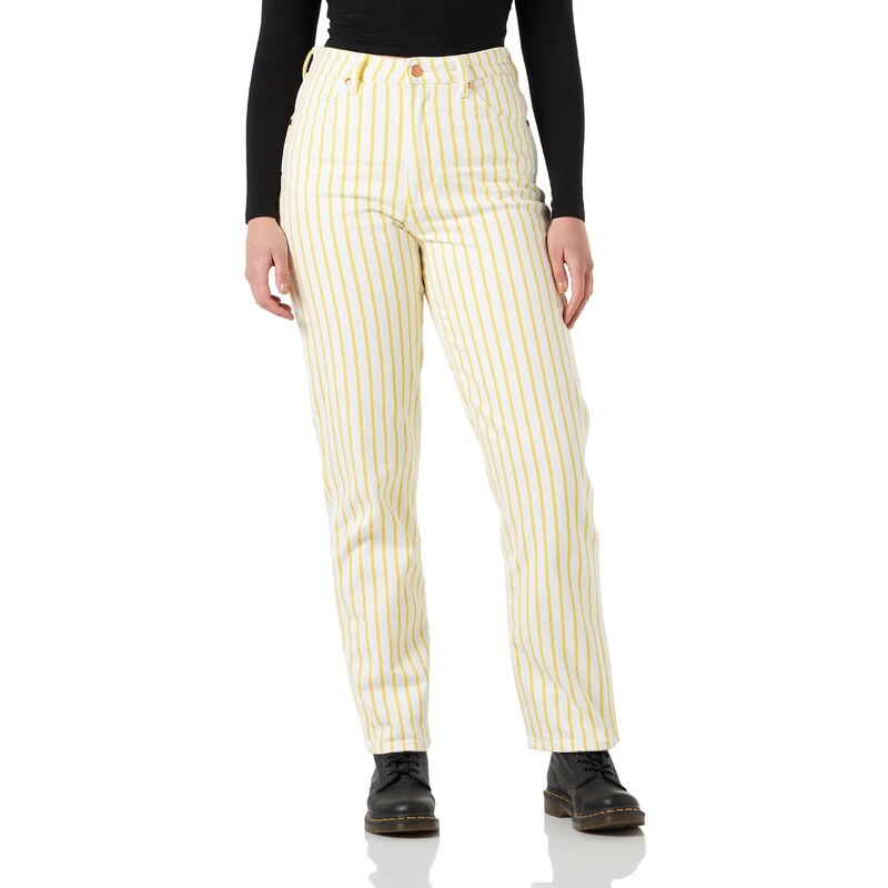 Wrangler Women's Mom Straight Jeans, Sunshine Stripes, 31W / 32L