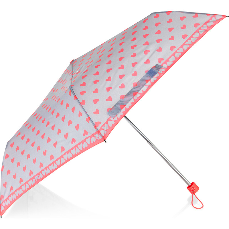 Accessorize Superschlanker Regenschirm mit neonfarbenen Herzen