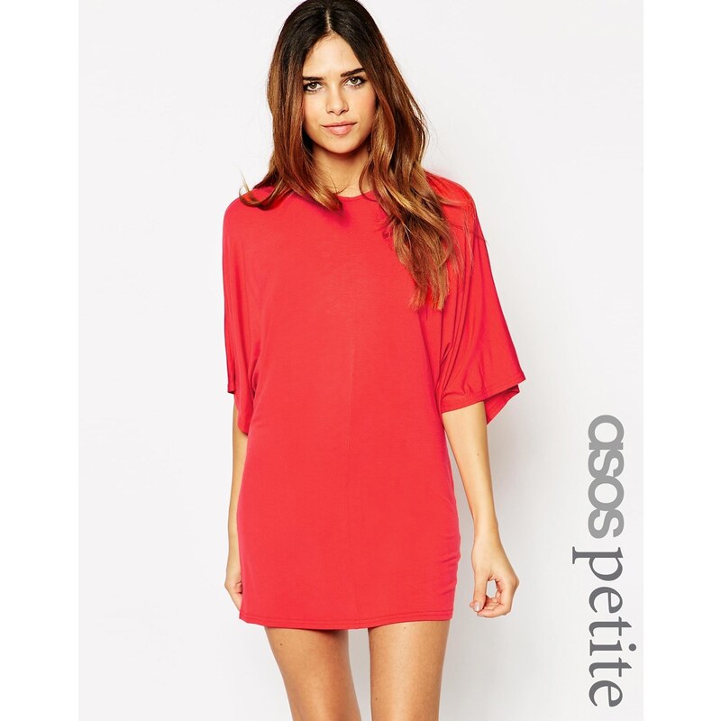 ASOS PETITE - T-Shirt-Kleid mit Kimonoärmeln - Rot