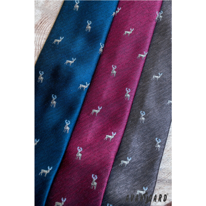 Avantgard Blaue Krawatte mit Hirschmuster