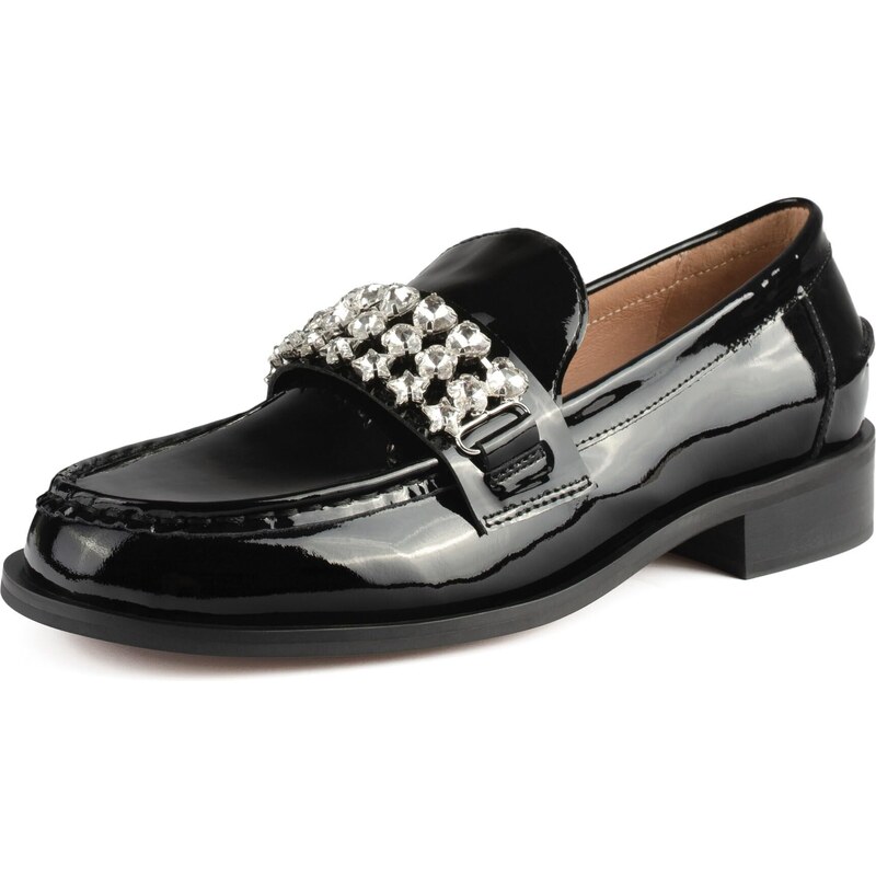 L37 HANDMADE SHOES Damen Lackleder I Handgefertigte Schuhe I Einzigartiger Stil I Invisible Empire Loafer, Black, 40 EU
