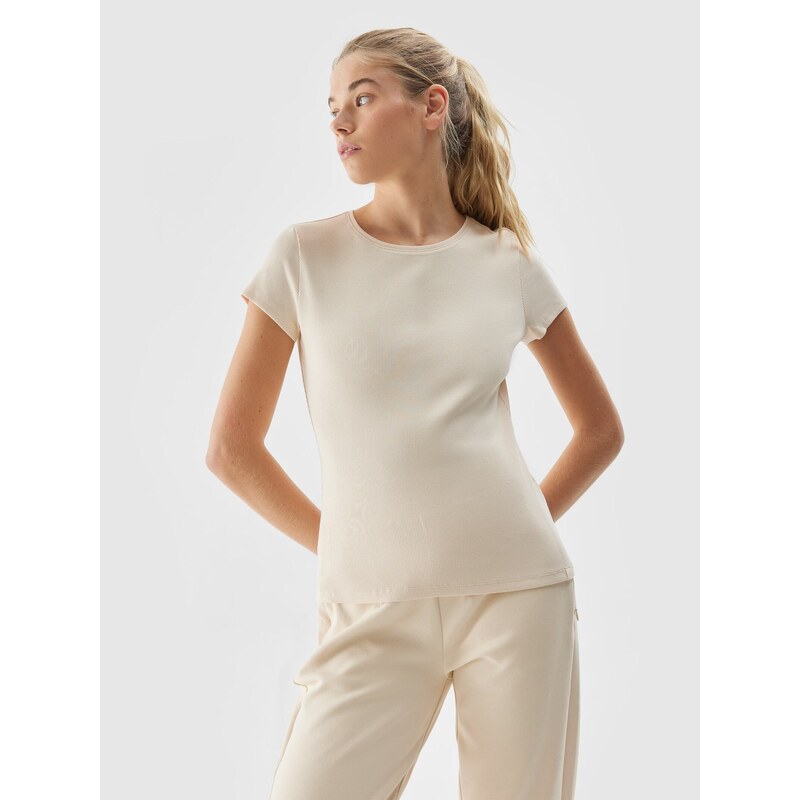 4F Slim Fit T-Shirt mit Bio-Baumwolle für Damen - M