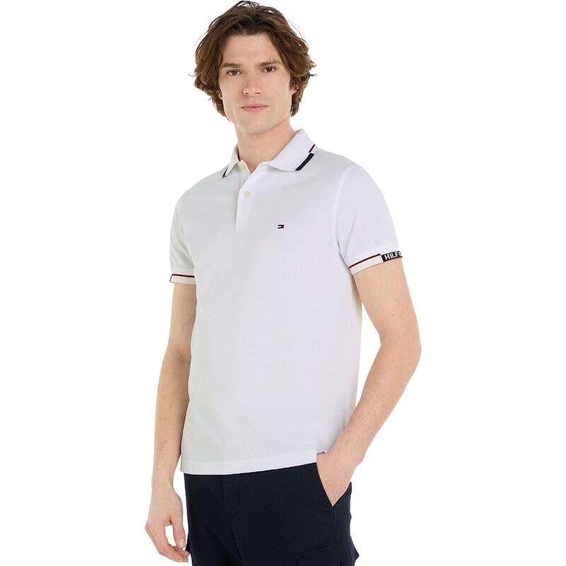 Tommy Hilfiger Herren Poloshirt Kurzarm Slim Fit, Weiß (White), XL