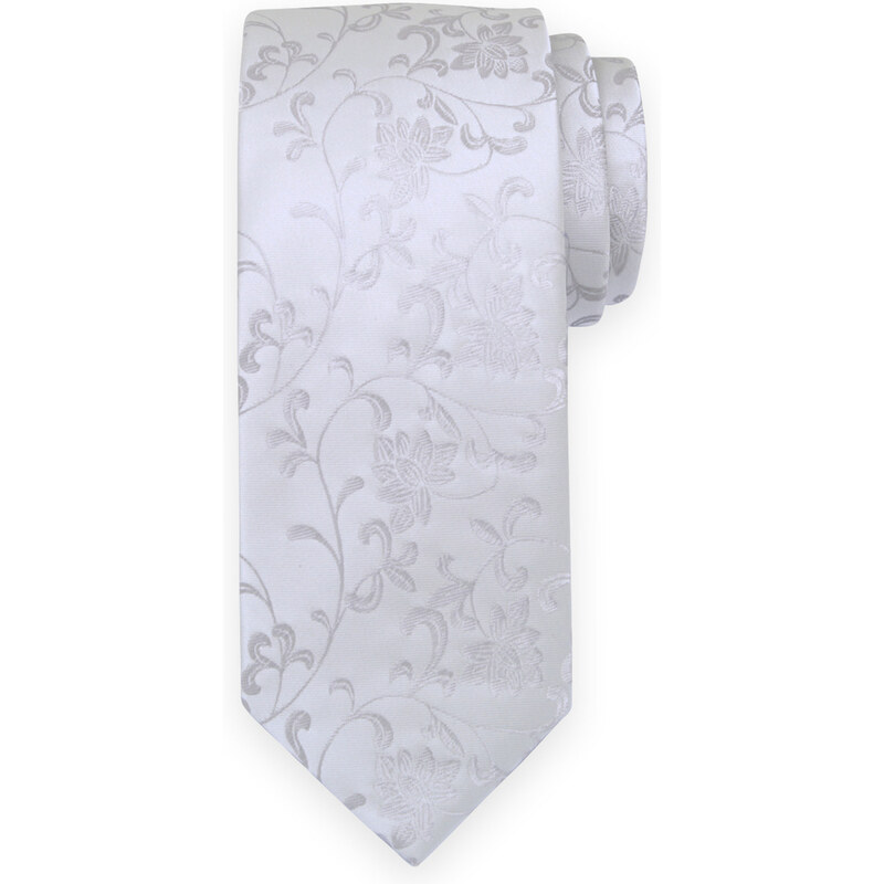Willsoor Silberne Hochzeitskrawatte mit feinem floralem Muster 15567