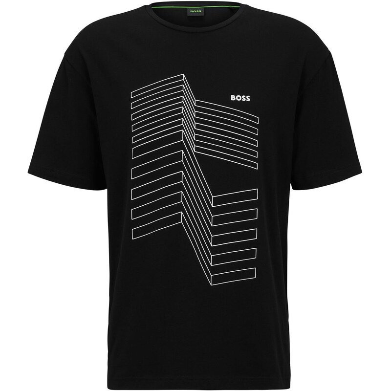 BOSS Herren Tee 6 Relaxed-Fit T-Shirt aus Stretch-Baumwolle mit Logo-Artwork Schwarz M