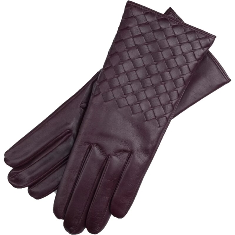 1861 Glove manufactory Trani Aubergine Leather Gloves