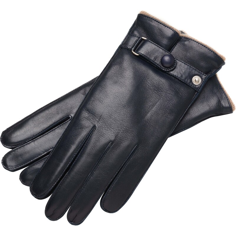 1861 Glove Manufactory Bergamo Navy Blue Leather Gloves