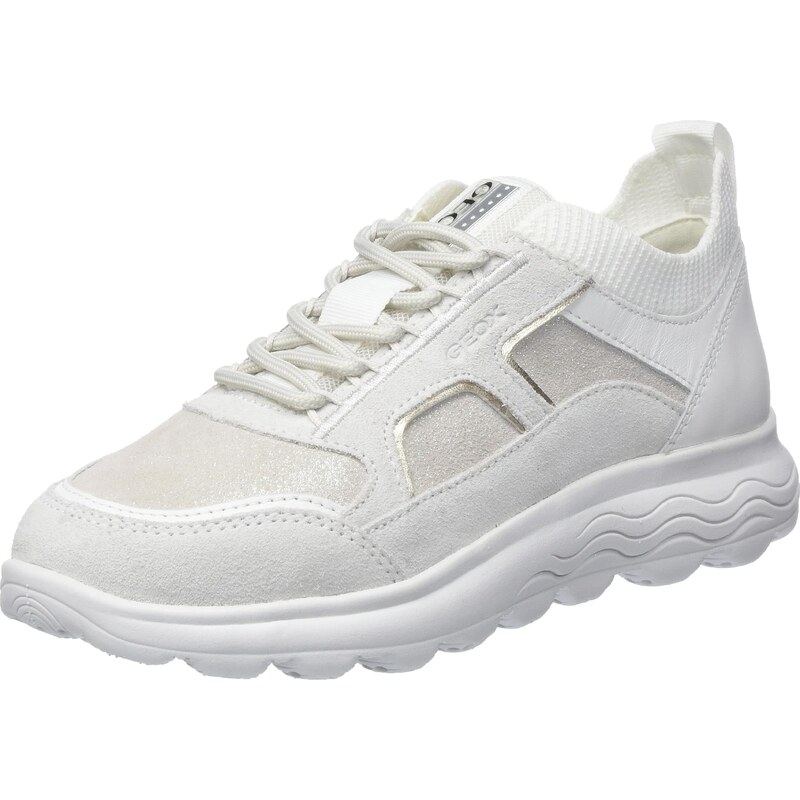 Geox Damen D SPHERICA C Sneaker, Off White/White, 37 EU