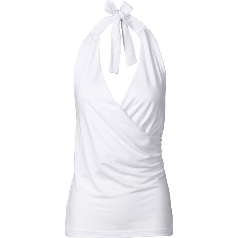 BODYFLIRT Neckholder-Top ohne Ärmel in weiß für Damen von bonprix
