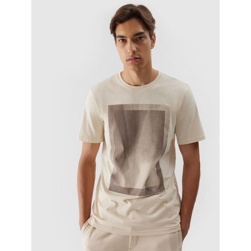 4F Regular Fit T-Shirt mit Print für Herren - beige - L