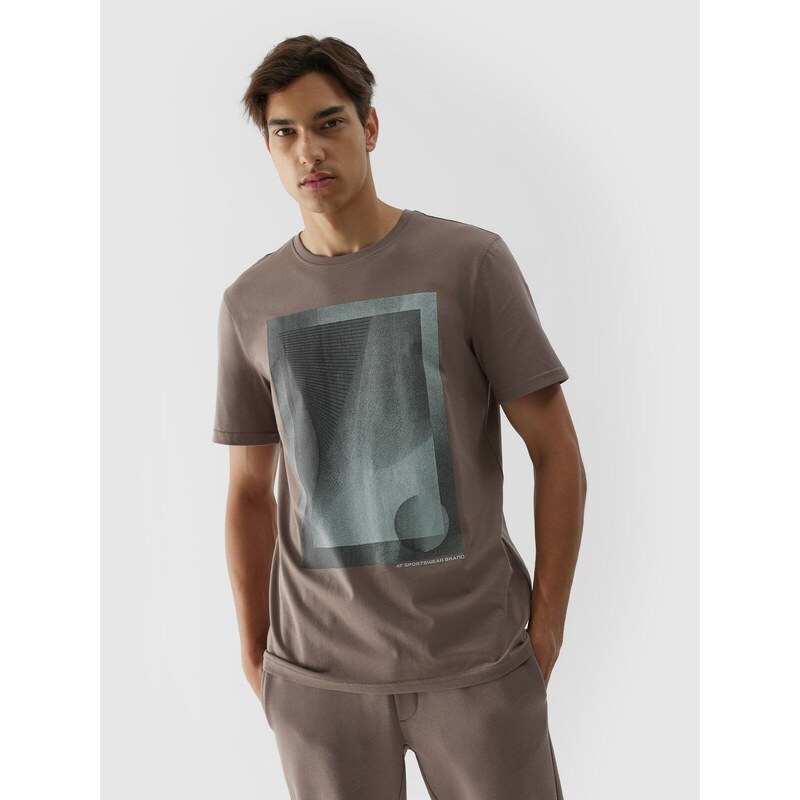 4F Regular Fit T-Shirt mit Print für Herren - braun - L