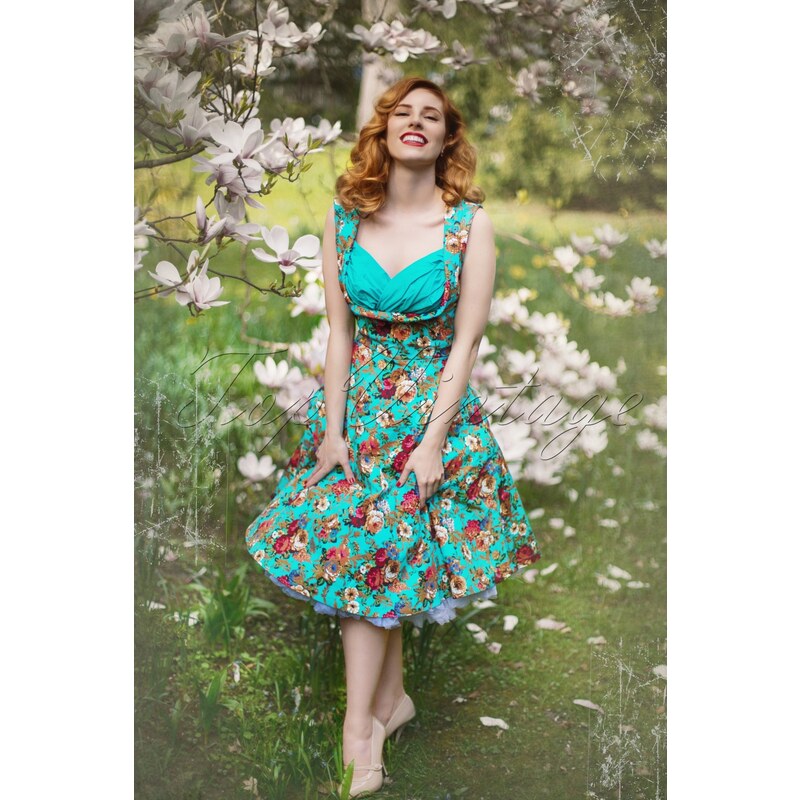 Lindy Bop 50s Ophelia Floral Spring Garden Party Dress