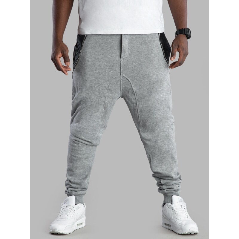 Urban Classics Side Zip Leather Pocket Sweatpant Grey Black TB849