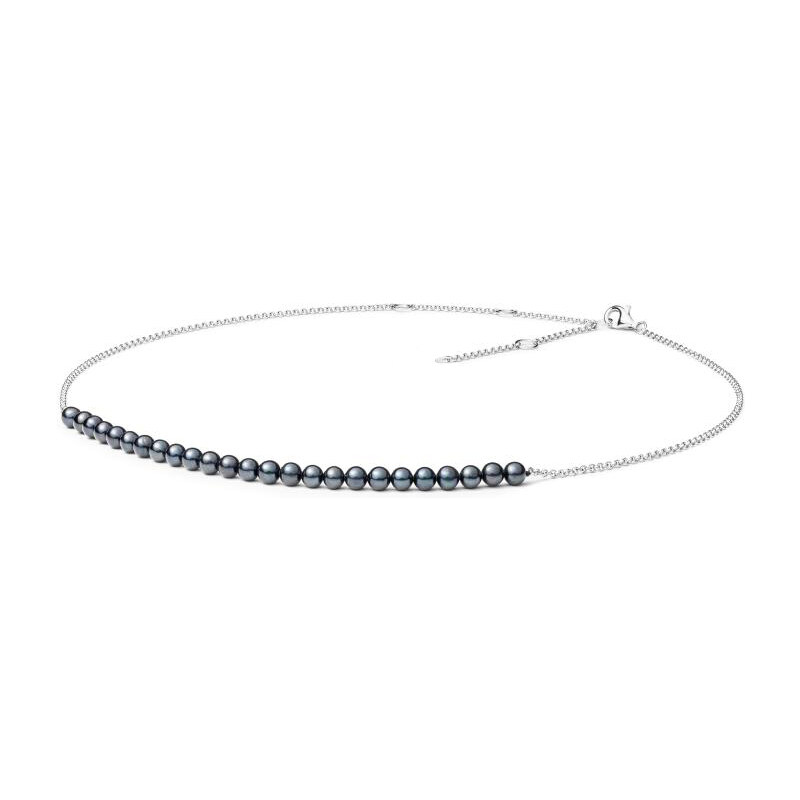 Eppi Silberne Halskette mit schwarzen Perlen Majorca