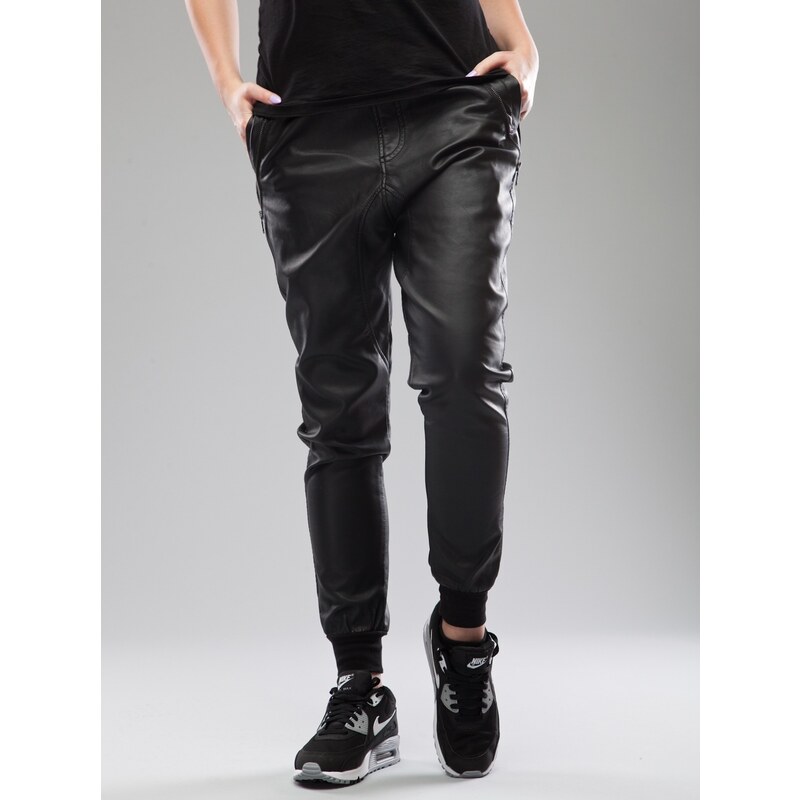 Urban Classics Ladies Deep Crotch Leather Imitation Pants Black TB794
