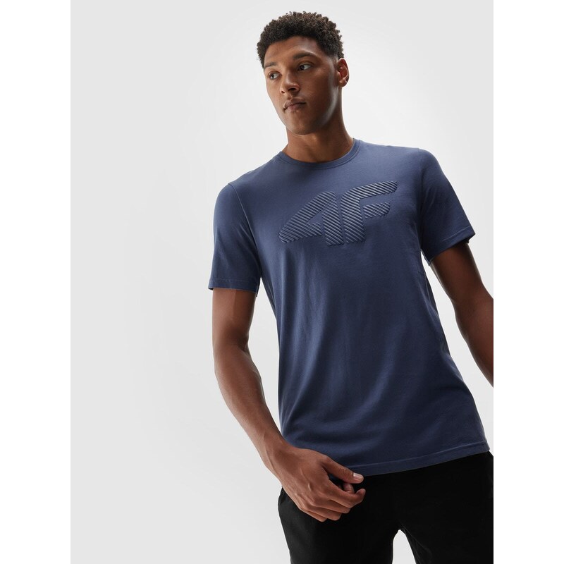 4F Regular Fit T-Shirt mit Print für Herren - dunkelblau - L