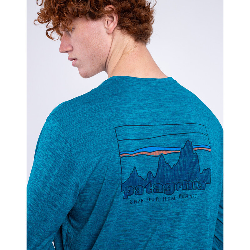 Patagonia M's L/S Cap Cool Daily Graphic Shirt '73 Skyline: Belay Blue X-Dye