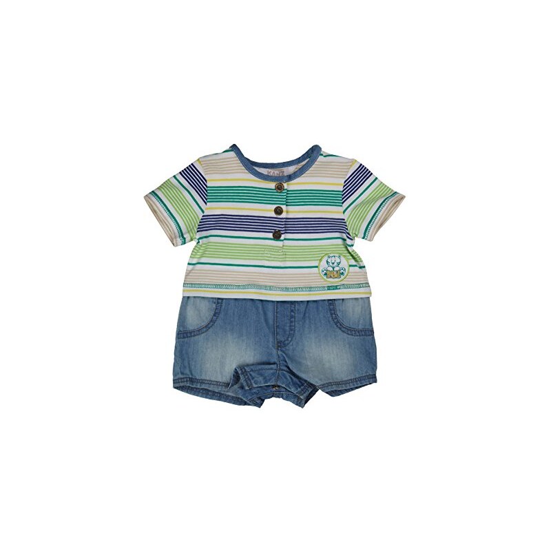 Kanz Baby - Jungen Bekleidungsset T - shirt 1/4 Arm + Jeansshorts, Gestreift