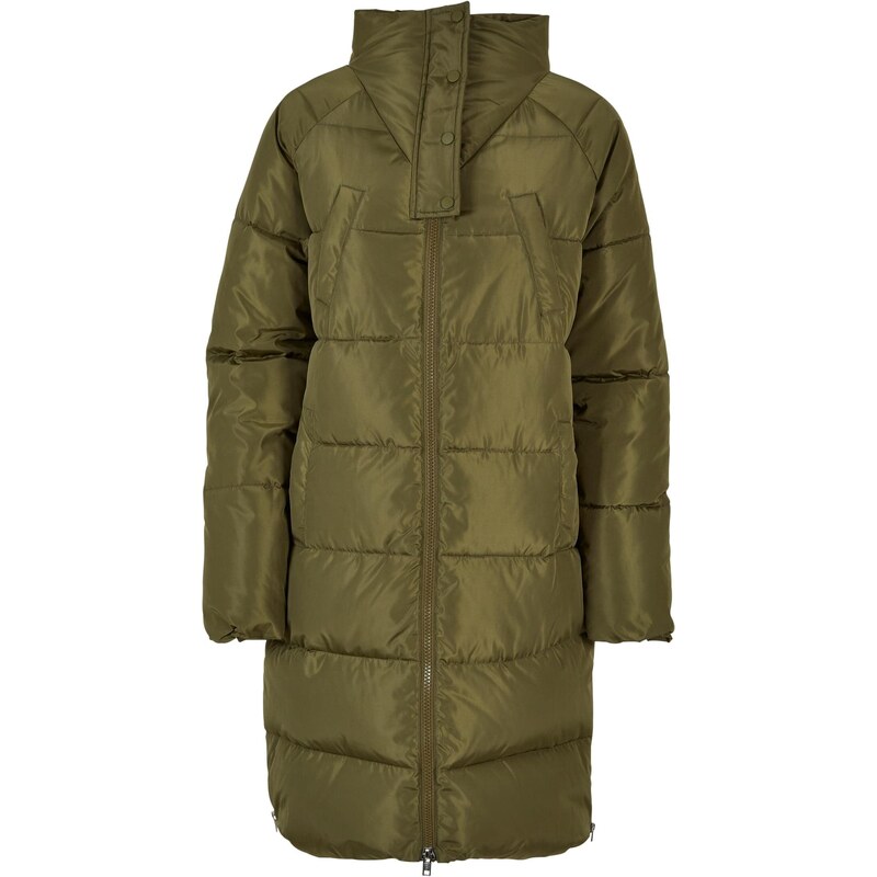 Urban Classics Damen Ladies High Neck Puffer Coat Jacke, Olive, 4XL