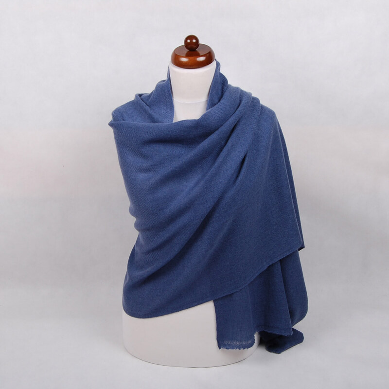 Pranita 100% Kaschmir-Schal groß graublau