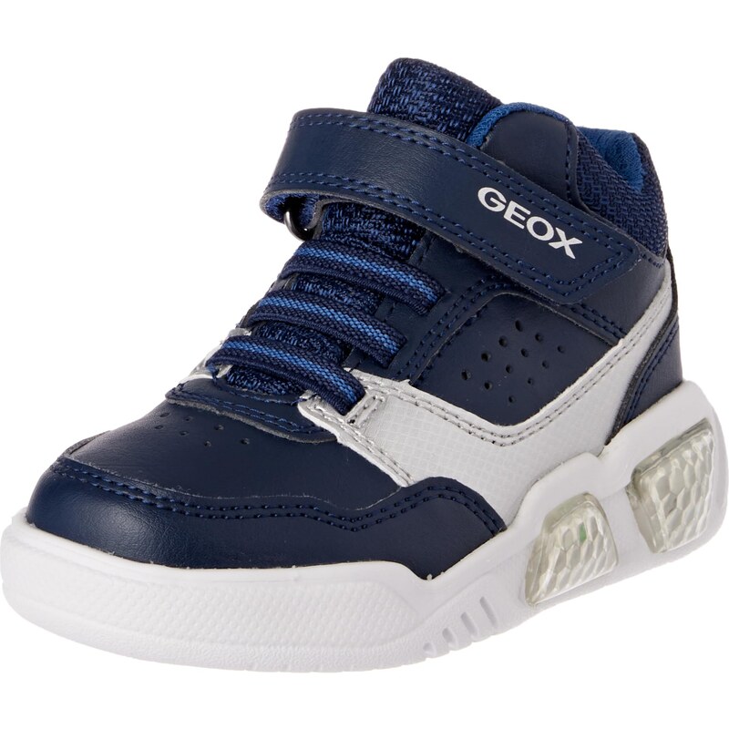 Geox J ILLUMINUS Boy Sneaker, Navy/Silver, 36 EU