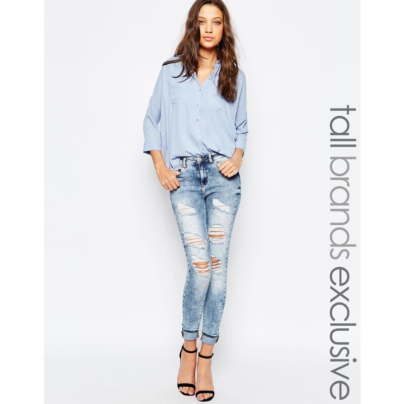 Noisy May Tall - Lucy - Jeans im Used-Look - Blau