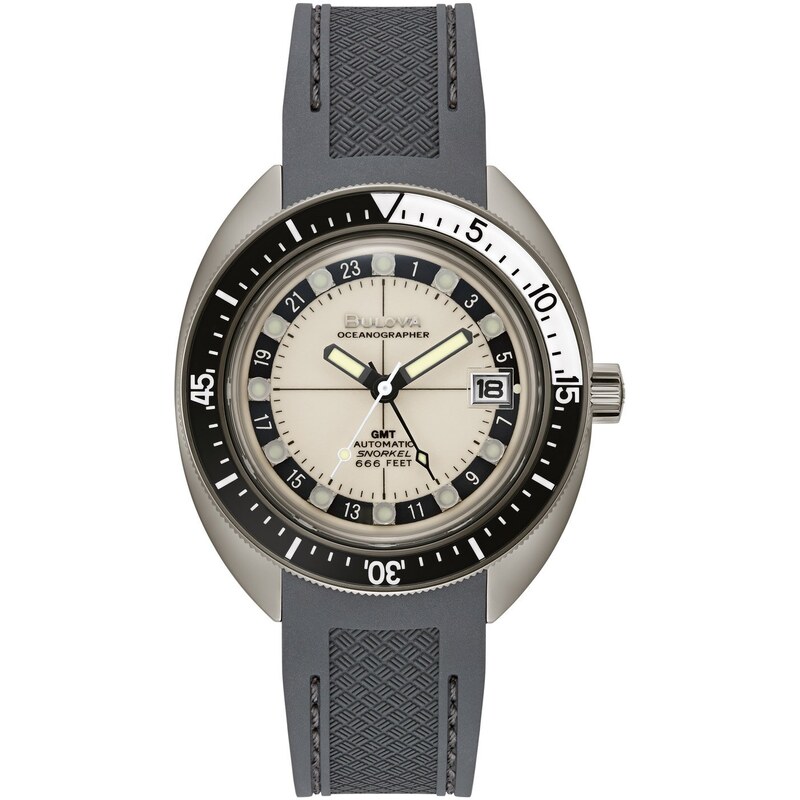 Bulova Herren-Armbanduhr Automatik GMT Grau Oceanographer 98B407
