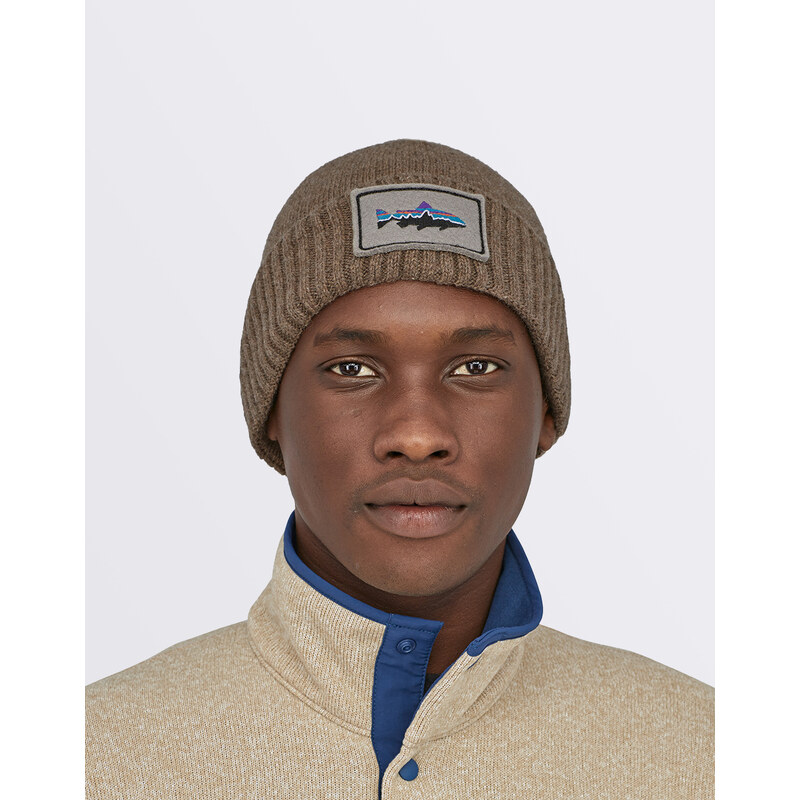 Patagonia Brodeo Beanie Fitz Roy Trout Patch: Ash Tan