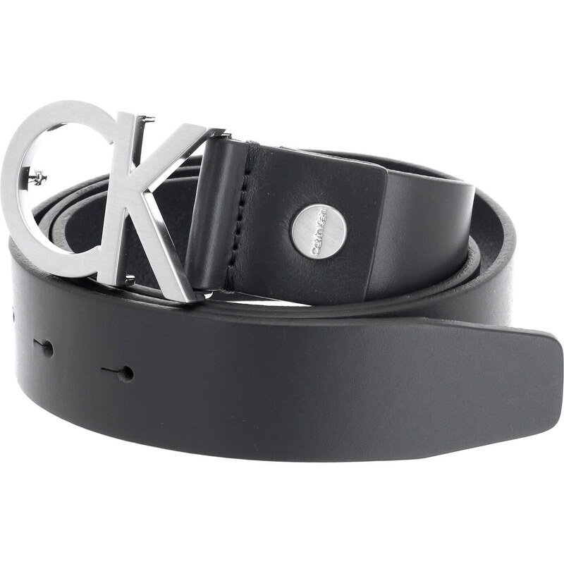 Calvin Klein Herren Gürtel Ck Adj. Buckle Belt aus Leder, Schwarz (Black), 90 cm