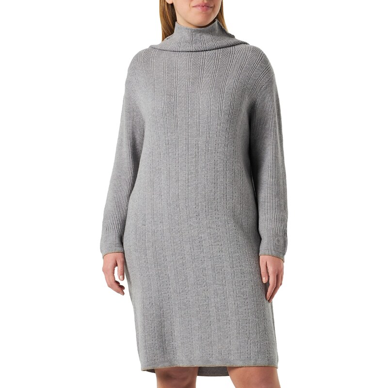 Timezone Damen High Collar Knit Dress Lässiges Kleid, paloma Grey Melange, XXL