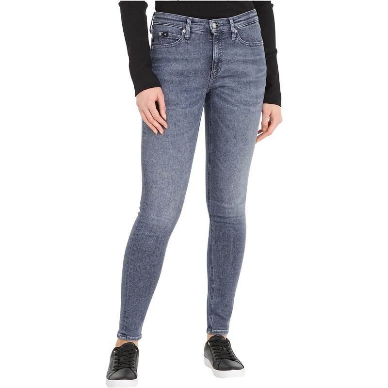 Calvin Klein Jeans Damen Jeans Mid Rise Skinny Fit, Grau (Denim Grey), 31W / 32L