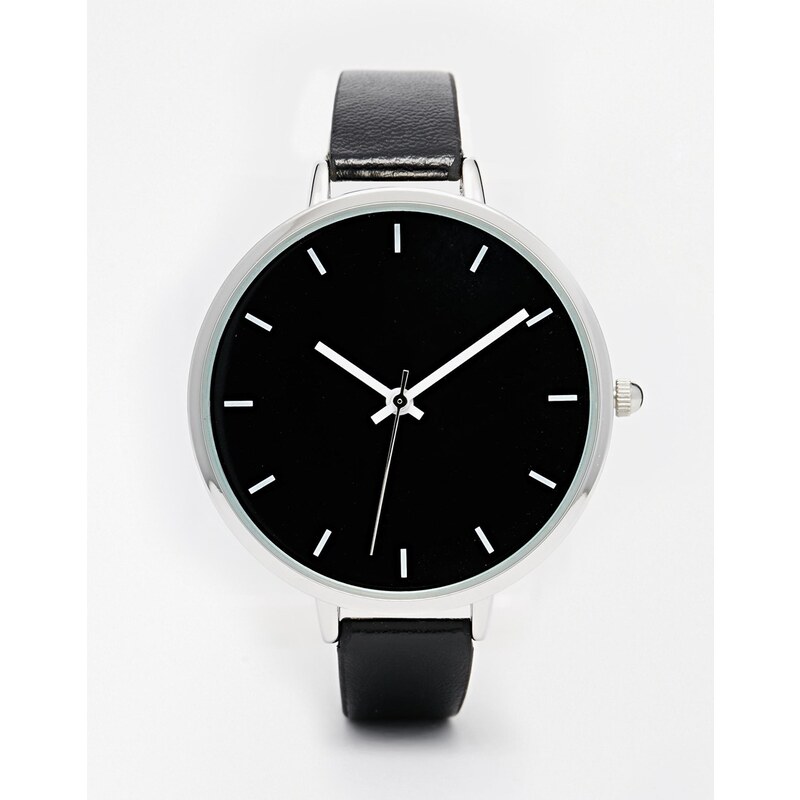 ASOS - Elegante Uhr mit großem Zifferblatt in Schwarz-Weiß - Schwarz