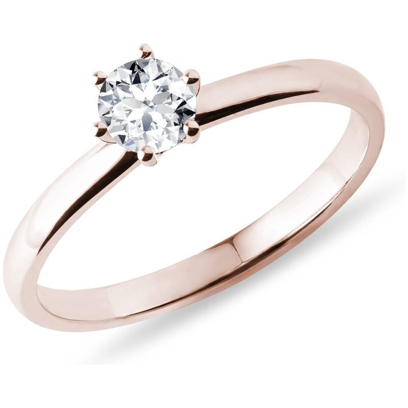 Origineller Verlobungsring aus Roségold mit Diamant im Brillantschliff KLENOTA K0005014